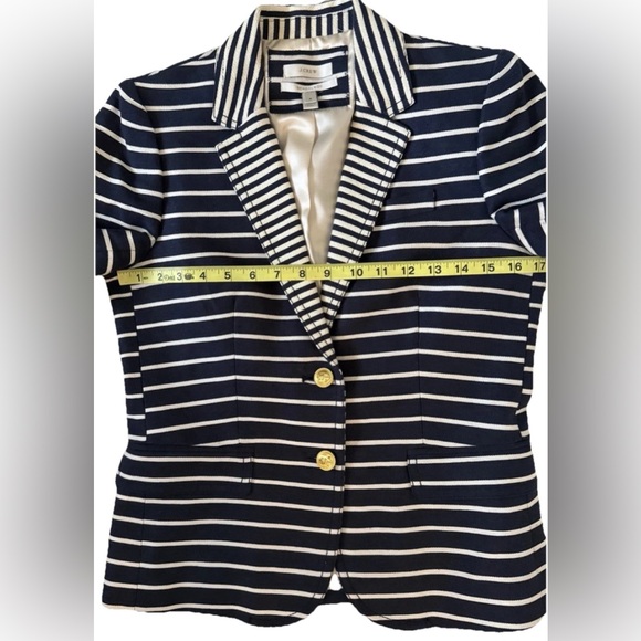 J.Crew Women’s Schoolboy Blazer Sz 4 Navy White Stripe Linen Cotton Jacket - Picture 5 of 8